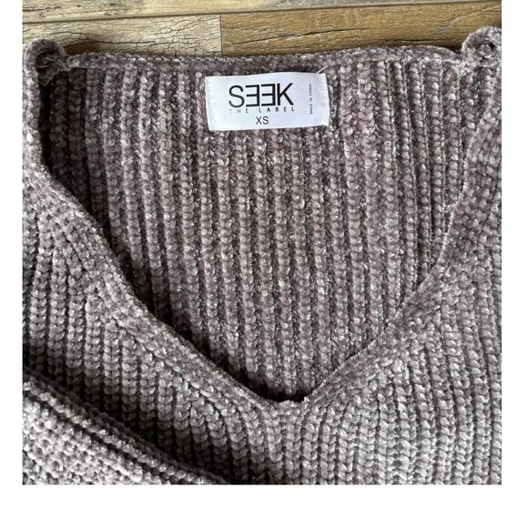 SEEK The Label Womens Long Sleeve Zipper at Elbow Crop Sweater Sz XS Taupe Gray - Picture 2 of 7